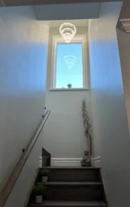 Accessible stairs with safety handrails at CWR Health Clinics.