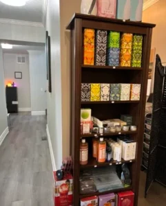 Display of professional wellness products at CWR Clinics Oshawa.