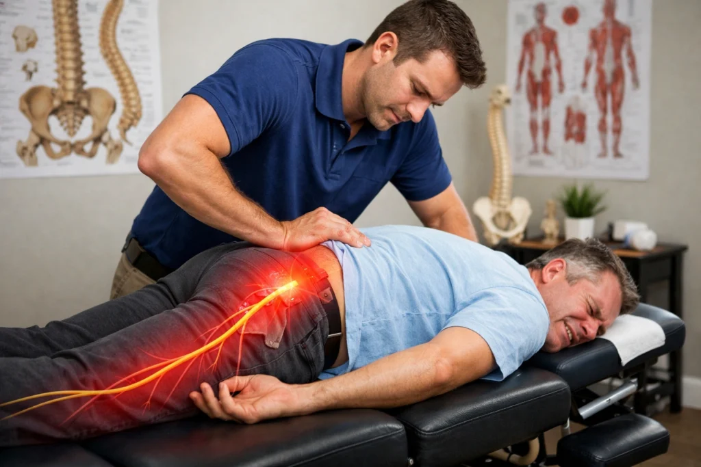 chiropractor treating sciatica nerve pain