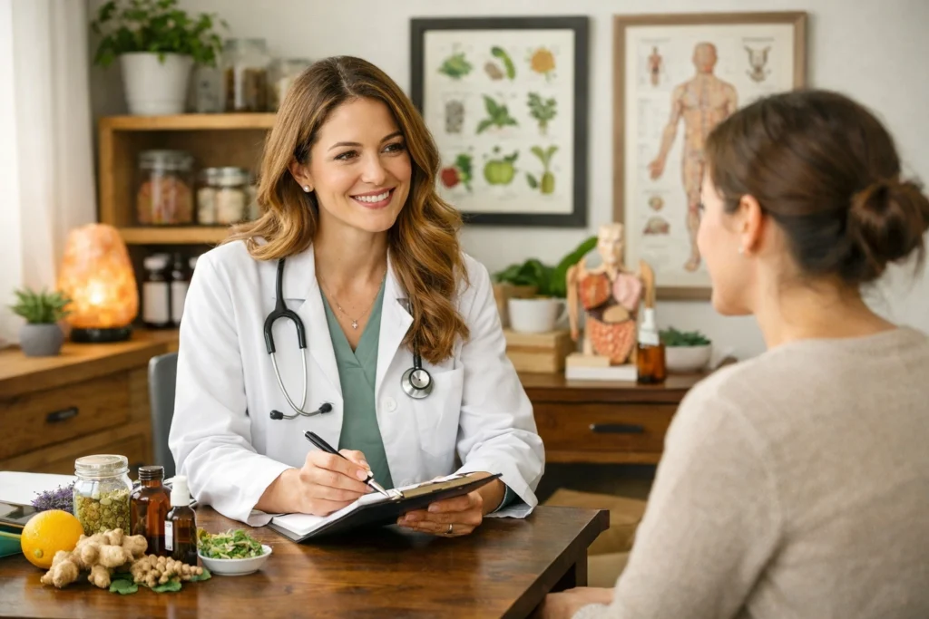 Naturopathic doctor consulting with patient at CWR Clinics naturopath Oshawa Ontario