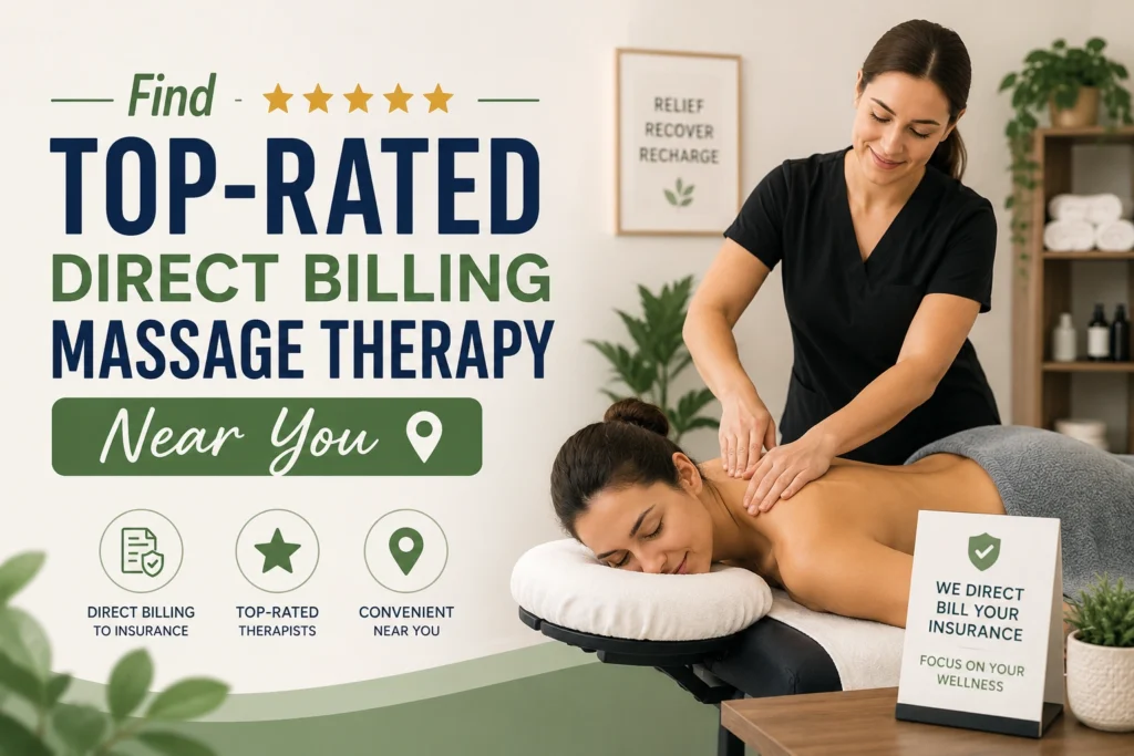 Registered Massage Therapist performing a treatment at a top-rated clinic in Oshawa with direct billing options.